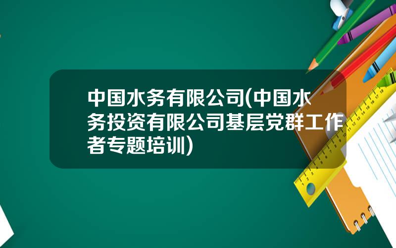 中国水务有限公司(中国水务投资有限公司基层党群工作者专题培训)