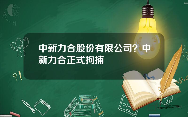 中新力合股份有限公司？中新力合正式拘捕