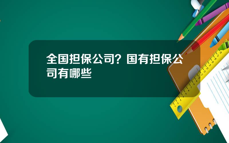 全国担保公司？国有担保公司有哪些