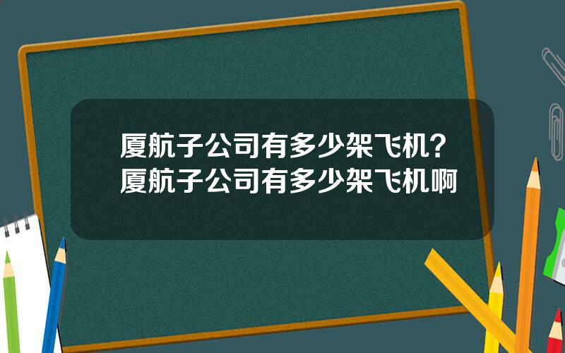 厦航子公司有多少架飞机？厦航子公司有多少架飞机啊