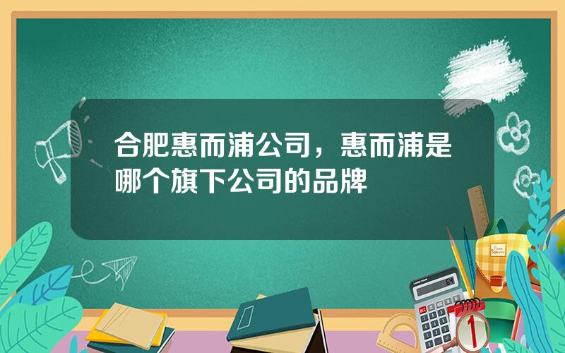 合肥惠而浦公司，惠而浦是哪个旗下公司的品牌