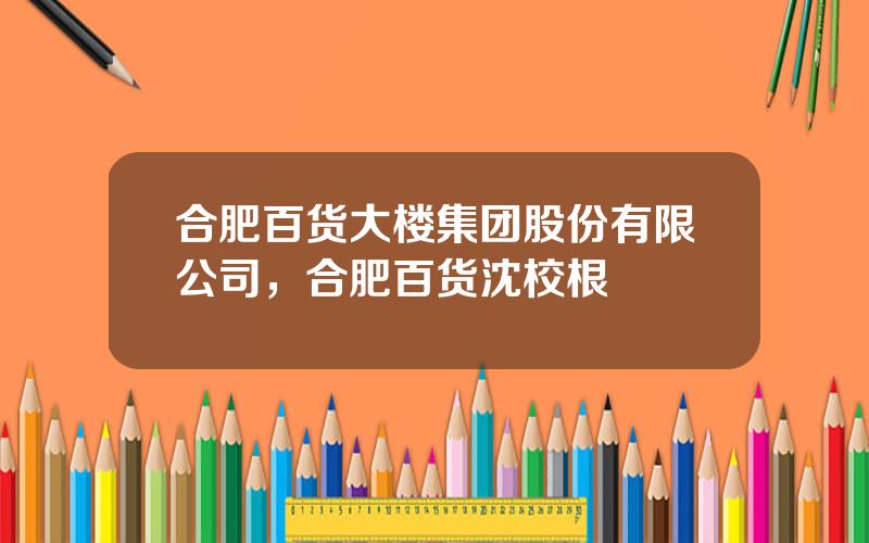 合肥百货大楼集团股份有限公司，合肥百货沈校根