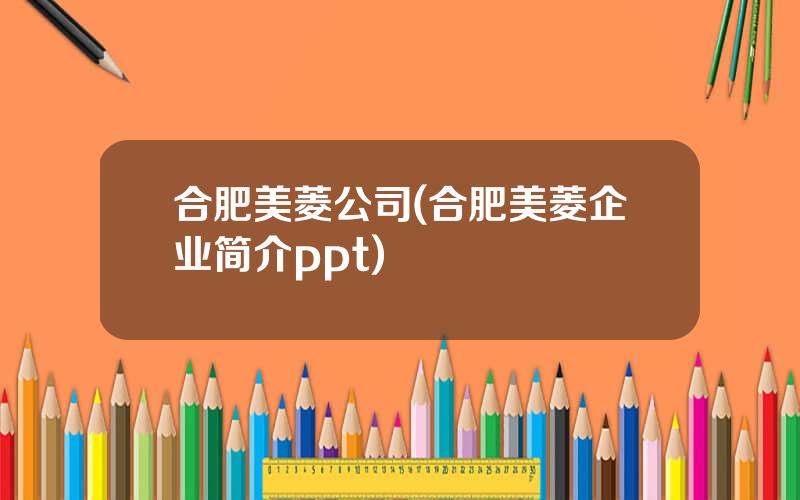 合肥美菱公司(合肥美菱企业简介ppt)