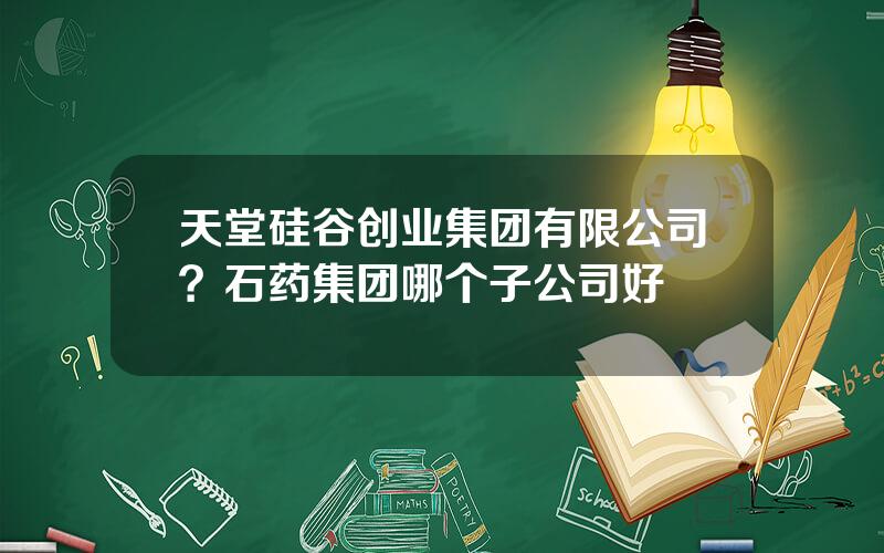 天堂硅谷创业集团有限公司？石药集团哪个子公司好