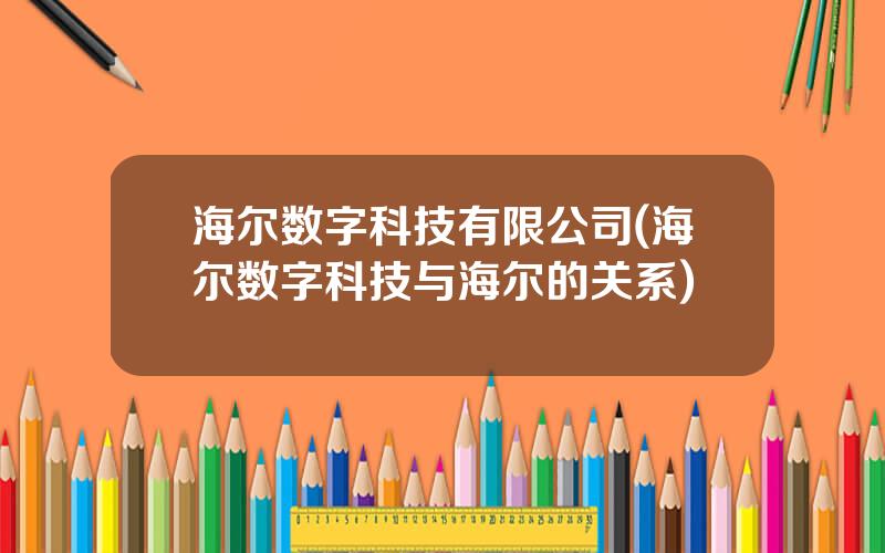 海尔数字科技有限公司(海尔数字科技与海尔的关系)