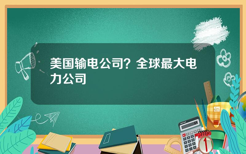 美国输电公司？全球最大电力公司